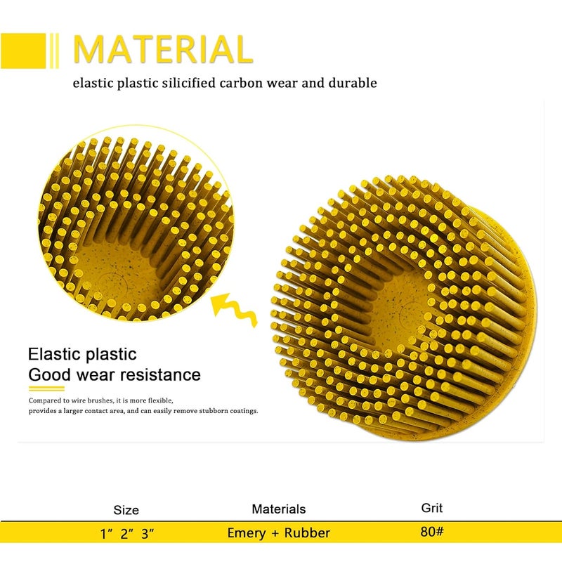 HIEMTE HIEMIE Tools Bristle Disc Set includ 3" 2" 1" Grit 80#,with 3" 2" 1" Shank Attachment Abrasive Coating Removal Disc for Metal - Image 3